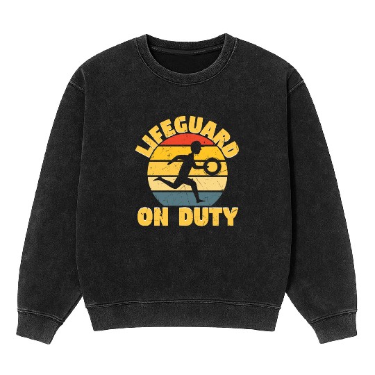 Lifeguard On Duty Distressed Mineral Wash Sweatshirts
