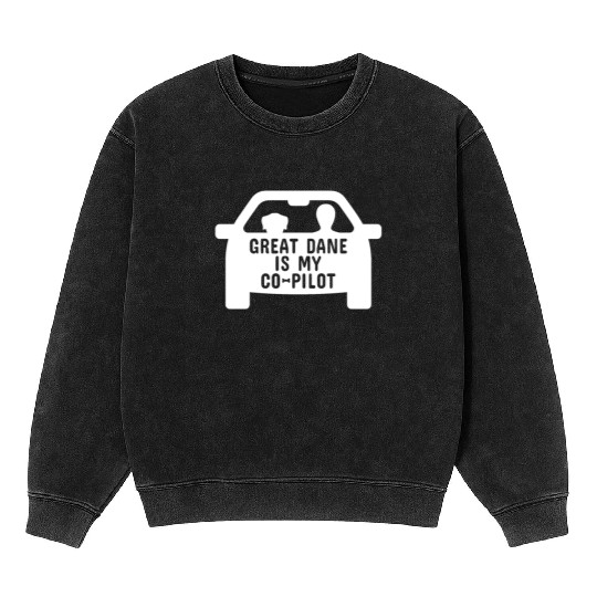 Great Dane Is My Copilot Mineral Wash Sweatshirts