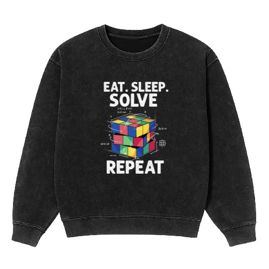 Eat Sleep Solve Repeat Math Speed Cubing Genie Mineral Wash Sweatshirts