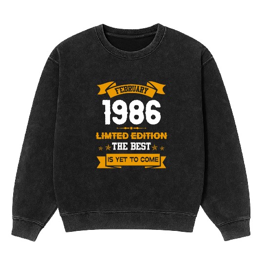February 1986 Birthday Surprise Mineral Wash Sweatshirts