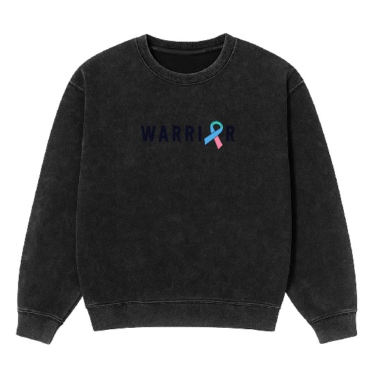 Thyroid Cancer Warrior Men Pink Blue Teal Ribbon Mineral Wash Sweatshirts