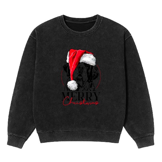 Santa Saint Bernard Dog Christmas Wilsigns Mineral Wash Sweatshirts