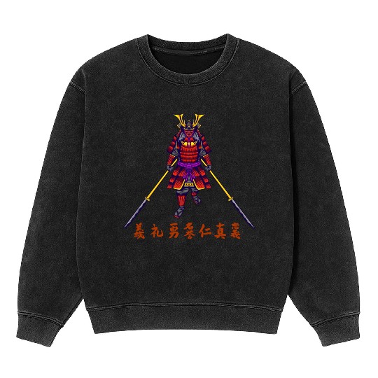 Japanese samurai warrior vibrant pink mask Mineral Wash Sweatshirts
