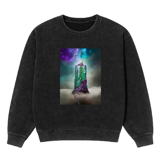 Cosmic Gemstone and Glass \|/ Universe Mineral Wash Sweatshirts