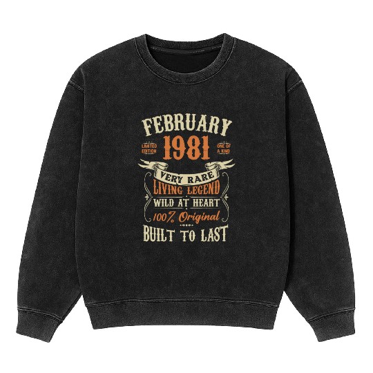 February 1981 Birthday Surprise Mineral Wash Sweatshirts