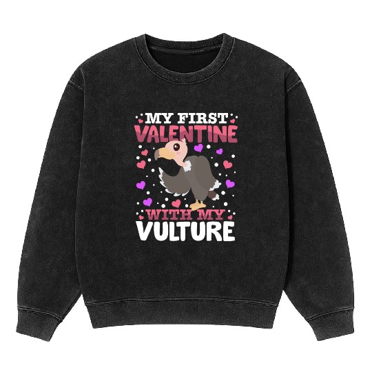 My First Valentine With My Vulture Animal Heart Mineral Wash Sweatshirts