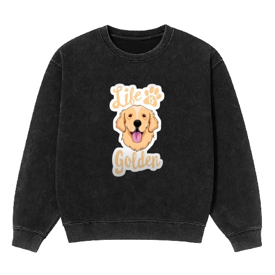 Golden Retriever Illustration Comic Graphics Mineral Wash Sweatshirts