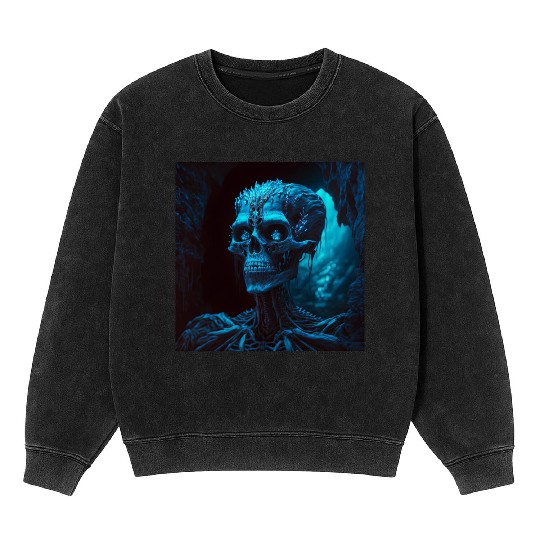Glamour shot of a skeletal dark witch Mineral Wash Sweatshirts