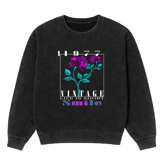 1977 Born Vintage Rose Gift Mineral Wash Sweatshirts