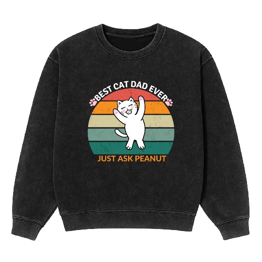 Peanut's Proud Cat Dad: The Best Dad Ever Mineral Wash Sweatshirts