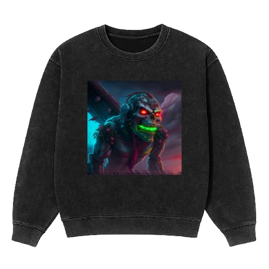 ZOMBIE IRON MAIDEN (version 15) Mineral Wash Sweatshirts