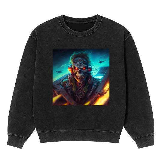 ZOMBIE IRON MAIDEN (version 13) Mineral Wash Sweatshirts