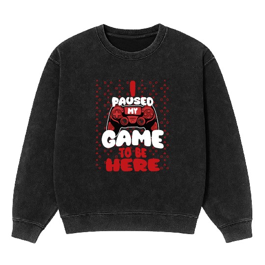 I Paused My Game To Be Here Mens Kids Boys Mineral Wash Sweatshirts