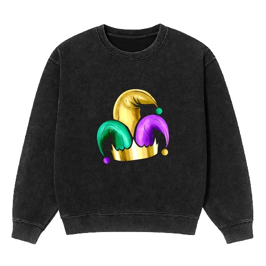 Purple, Yellow Golden And Green Jester Hat For Mineral Wash Sweatshirts