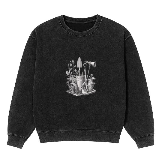 Florist Gardener Dad Grayscale Gardening Tools Mineral Wash Sweatshirts