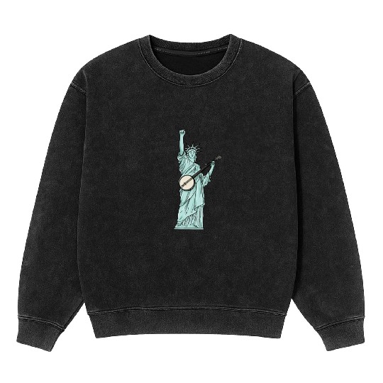 Statue Of Liberty Banjo Musician Design for Mineral Wash Sweatshirts
