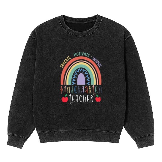Educate Motivate Inspire Kindergarten Teacher Mineral Wash Sweatshirts