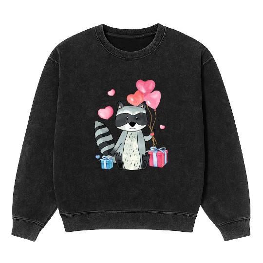 Raccoon Valentine Gift Raccoon Owner Trash Panda Mineral Wash Sweatshirts