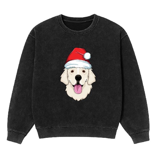 Blond Golden Retriever Santa Hat Cute Christmas Mineral Wash Sweatshirts