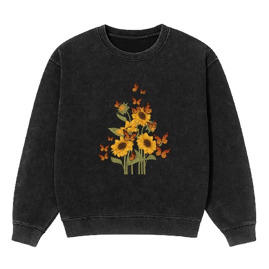 Butterfly Tree Beautiful Animal Butterflies Tree Mineral Wash Sweatshirts