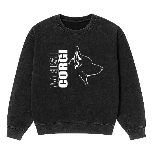 Funny Welsh Corgi Profile dog mom Mineral Wash Sweatshirts