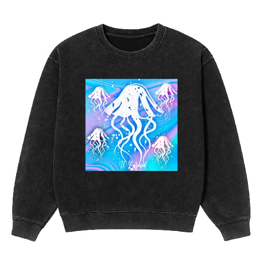 V-Legend: Fantasy Jellyfish Mineral Wash Sweatshirts
