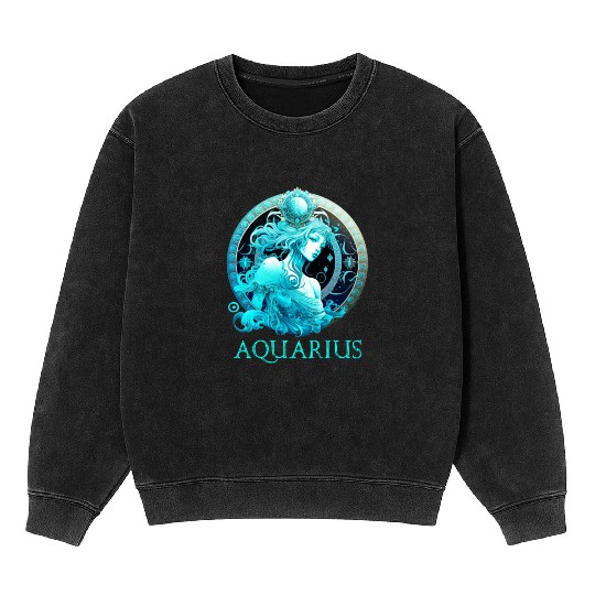 Embrace Your Aquarius Identity: Aquarius Pride Zod Mineral Wash Sweatshirts