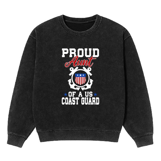 Proud US Coast Guard Aunt Mineral Wash Sweatshirts