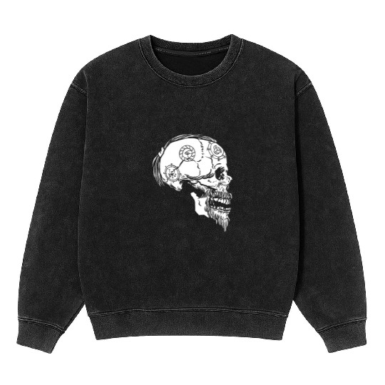 Viking Skull Tattoo Runes Halloween Cool Mineral Wash Sweatshirts