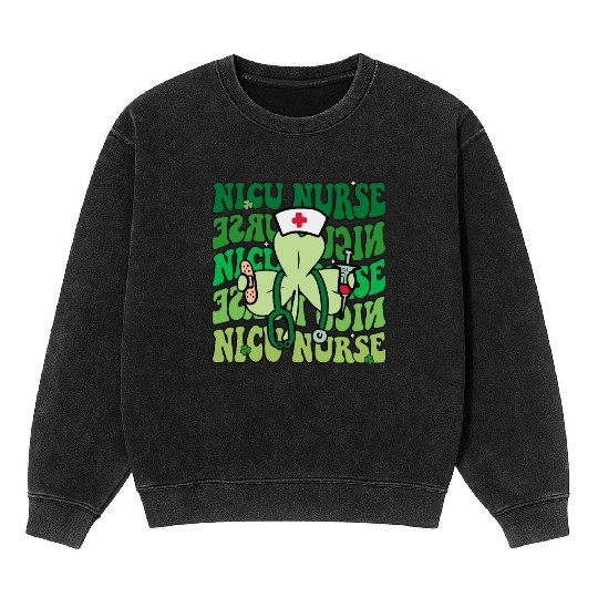Groovy NICU Nurse Funny St Patrick's Day Mineral Wash Sweatshirts