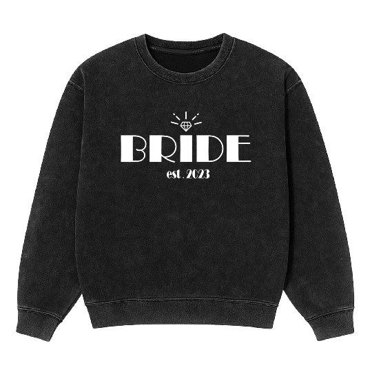 Womens Bride Est 2023 Wife Married Wedding Gifts Mineral Wash Sweatshirts