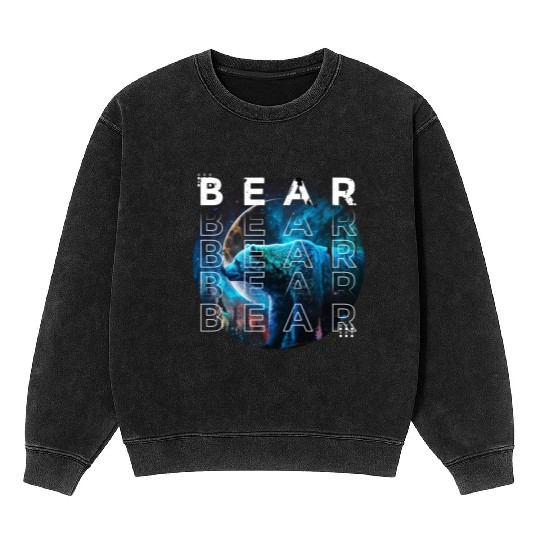 Midnight Roar: A Bear's Lunar Adventure Mineral Wash Sweatshirts