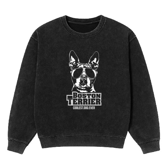 Boston Terrier coolest dog ever dog mom Mineral Wash Sweatshirts