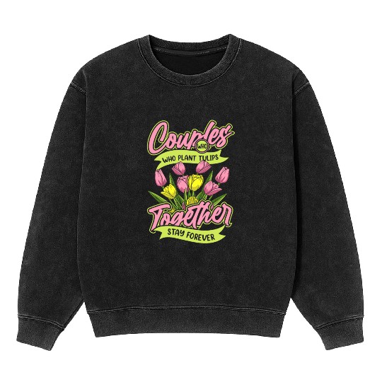 Tulip Gardening Couple Mineral Wash Sweatshirts