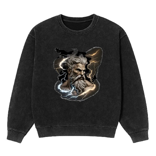 Zeus - A Colorful Tribute to the Greek God of Sky Mineral Wash Sweatshirts