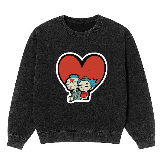Old Couple In Valentine’s Day Mineral Wash Sweatshirts