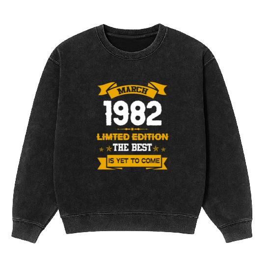 March 1982 Birthday Surprise Mineral Wash Sweatshirts