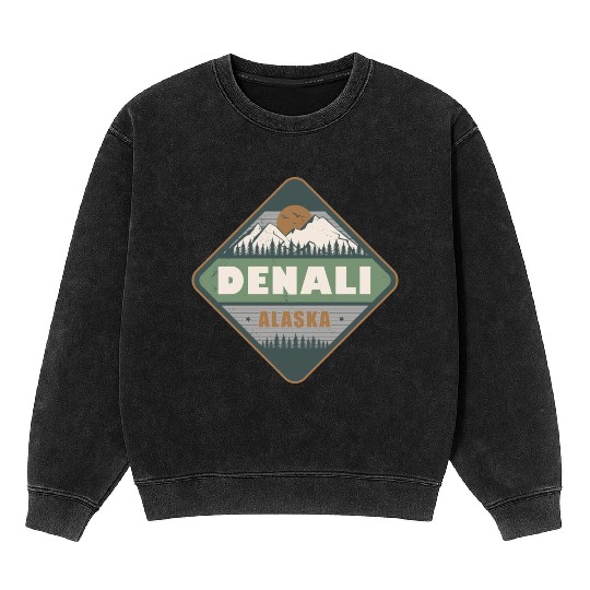 Denali Alaska US Vintage Hiking Design Mineral Wash Sweatshirts