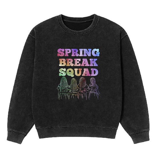 Spring Break Squad Summer Vacation Spring Break Mineral Wash Sweatshirts
