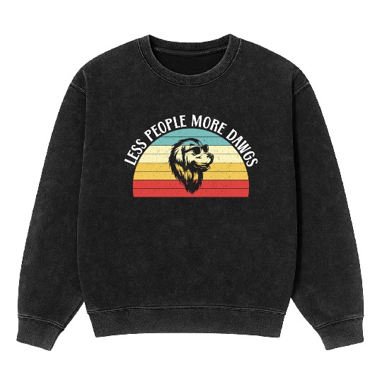 Less People More Dogs Golden Retriever Lover Mineral Wash Sweatshirts