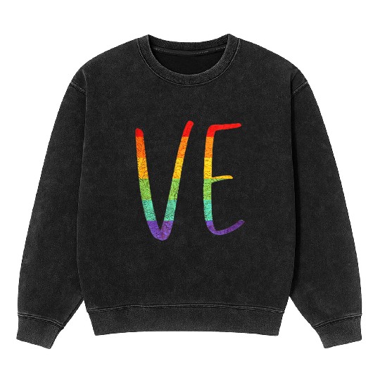 LGBT Pride Love LO VE Lesbian Couple Matching Love Mineral Wash Sweatshirts