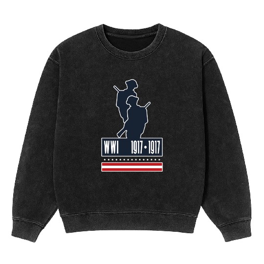WW1 USA World War 1 Military 1917 Gift Mineral Wash Sweatshirts