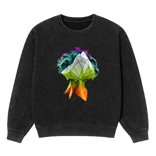 Origami Broccoli: Delightful and Whimsical Paper Mineral Wash Sweatshirts