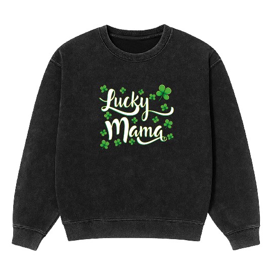 Lucky Mama St. Patrick's Day Mom Mineral Wash Sweatshirts