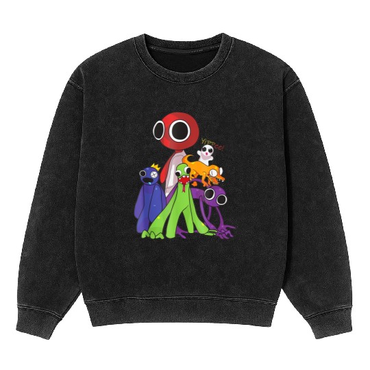 Rainbow Friends blue red orange green Mineral Wash Sweatshirts
