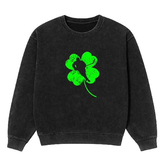 Ice-hockey St. Patrick's day shamrock Mineral Wash Sweatshirts