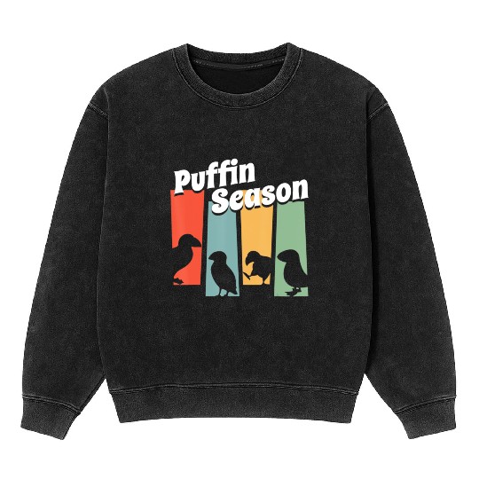 Funny Puffin Season Retro Vintage Puffin Lover Mineral Wash Sweatshirts