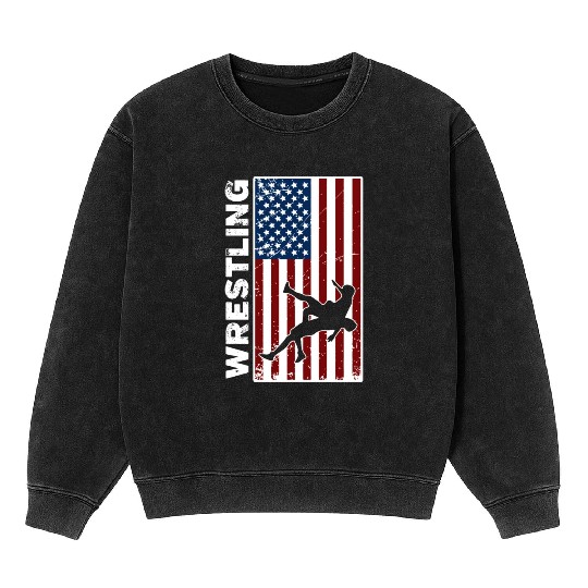 USA Flag Wrestling American Flag Wrestling Mineral Wash Sweatshirts