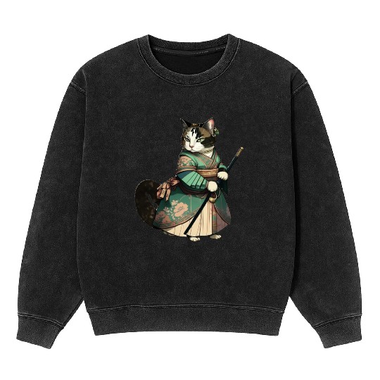 Cat Dressed as Mulan Mineral Wash Sweatshirts