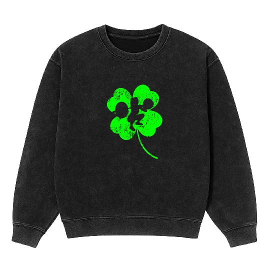 Weightlifting St. Patrick's day shamrock Mineral Wash Sweatshirts